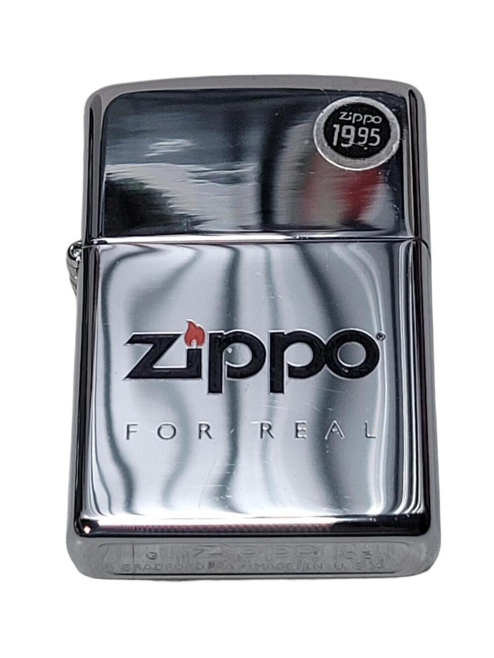 ZIPPO 2003 ZIPPO FOR REAL LOGO & FLAME POLISHED CHROME LIGHTER SEALED UNFIRED